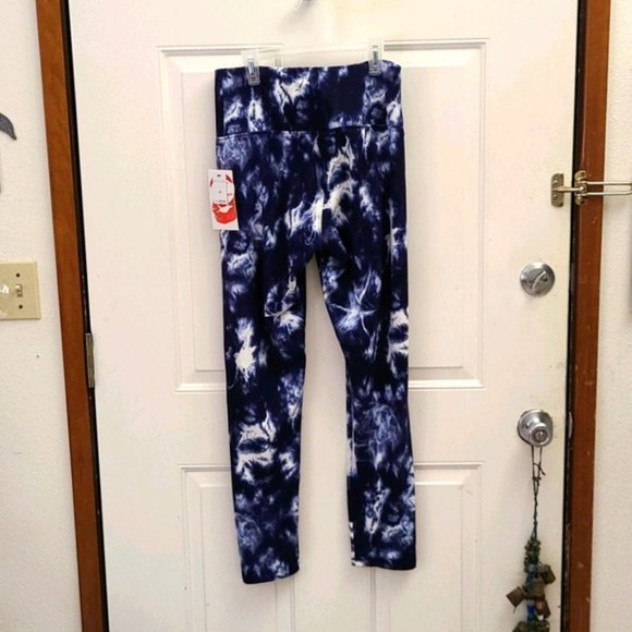 Dark Blue Tie Dye Print Leggings - Picture 2 of 7